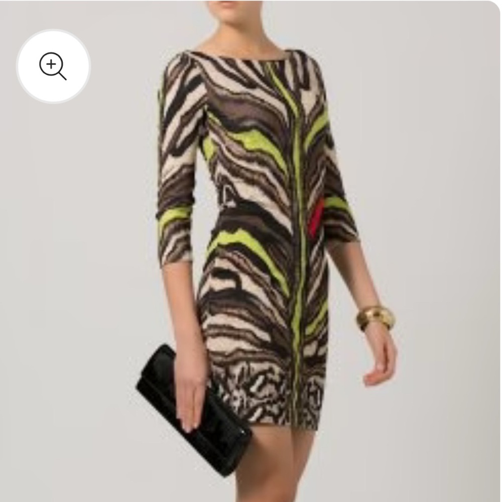 Just Cavalli Green, Brown & Black Printed Mini Dress
